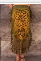 Digitally Printed Irregular Lace Stitching Skirt