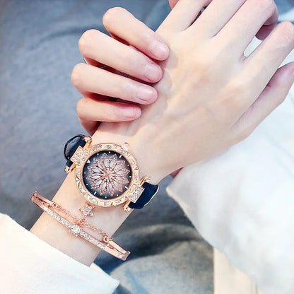 Trendy Waterproof Quartz Watch for Women (Rotating Style)